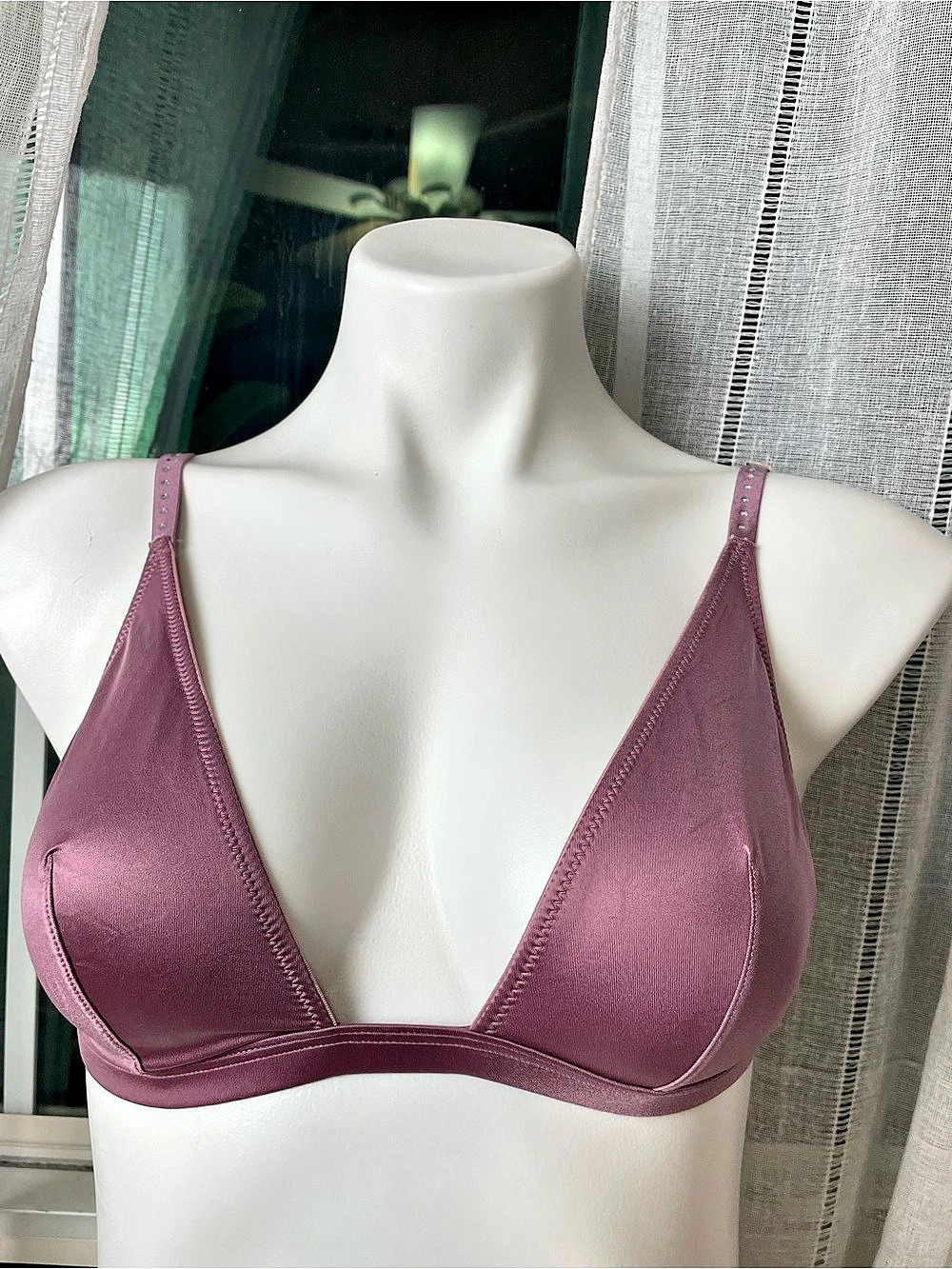 Victoria's Secret Very Sexy Satin Unlined Rhinestone Strap Triangle Bralette L